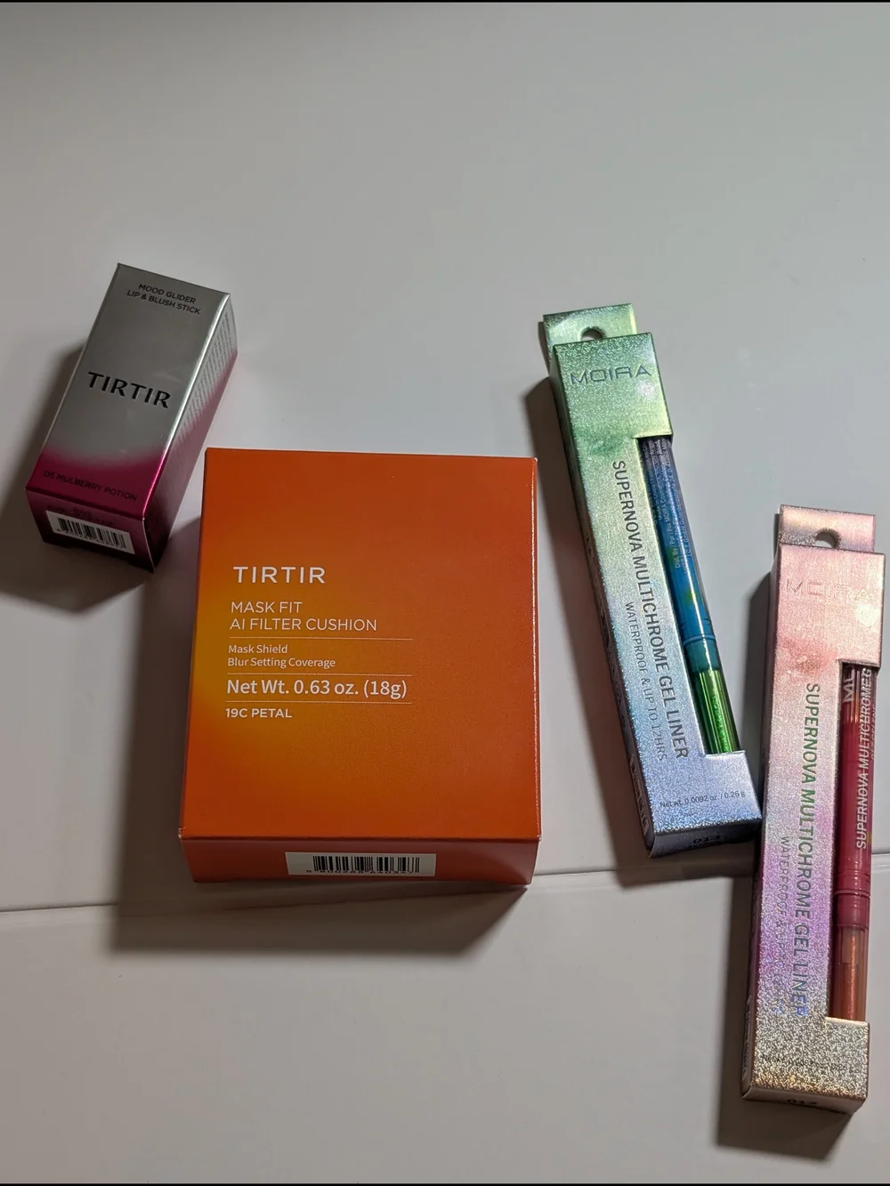 TIRTIR Mask Fit AI Filter Cushion 19C + Mood Glider Lip Blush Stick + MOIRA Mult